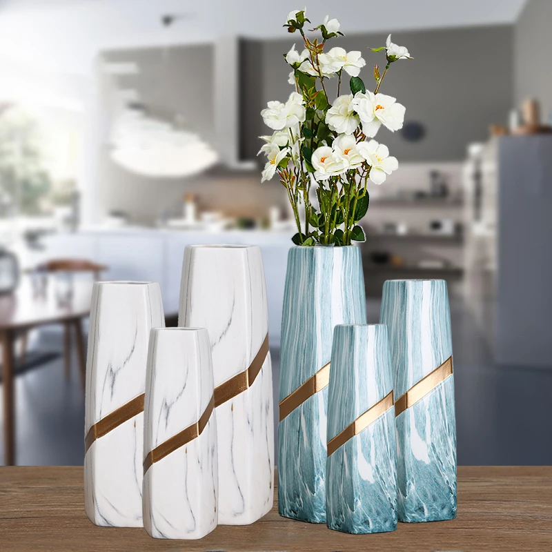 现代简约陶瓷花瓶摆件客厅插花小清新装饰品电视柜仿真插花器皿