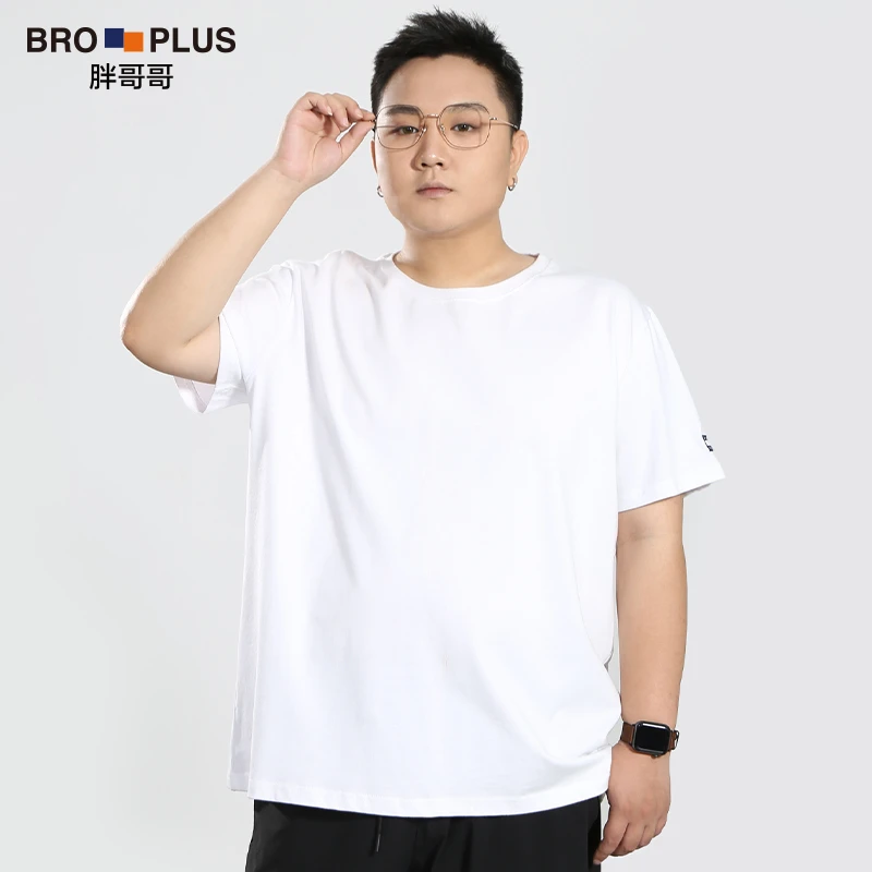 【纯色半袖】胖哥哥重磅短袖t恤男大码男装胖人大号加肥加大纯棉白