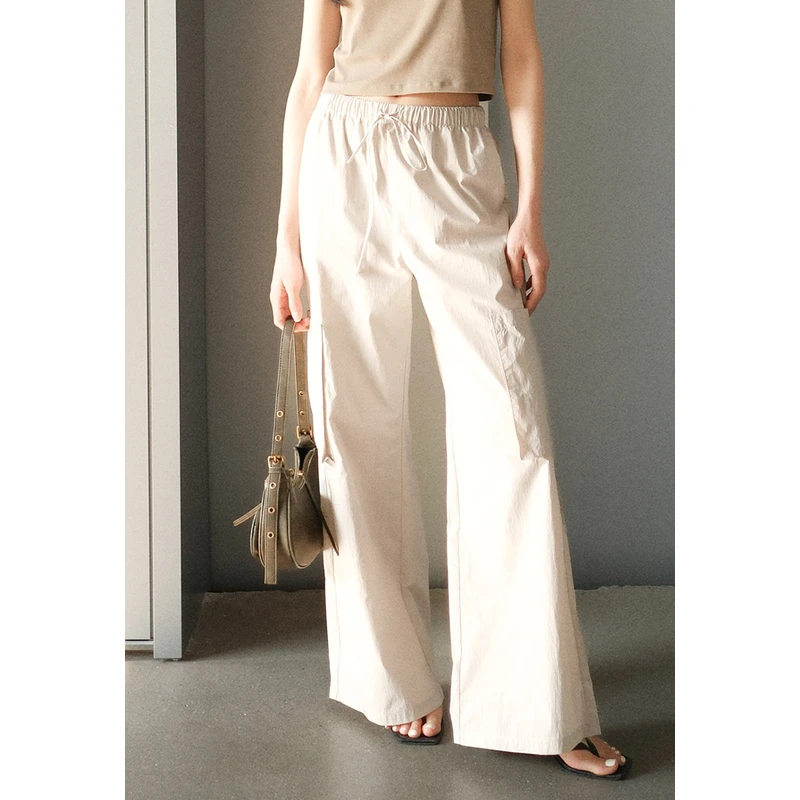 UR夏季新款女装松紧腰工装宽腿裤UWL640029