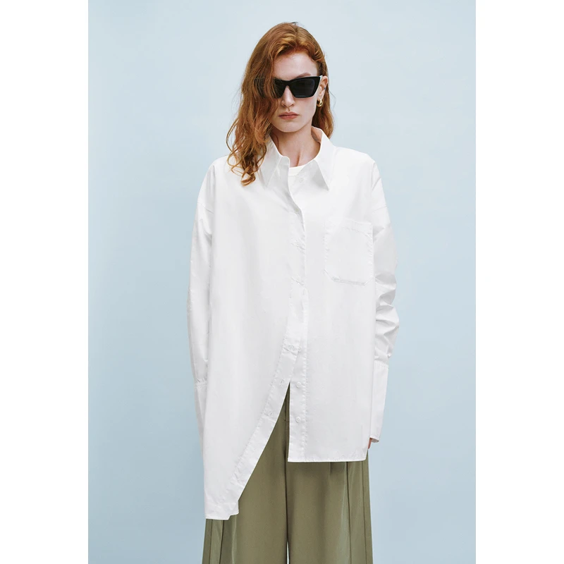 【明星同款】UR女超宽松长袖开襟衬衫UWJ240032