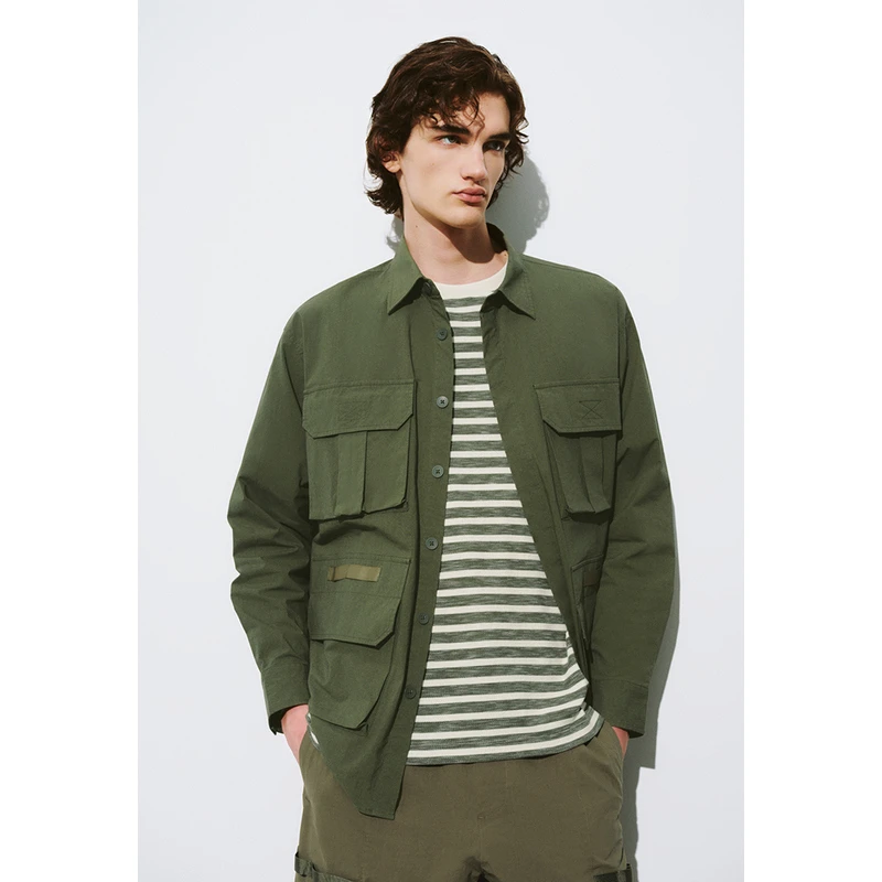 UR2024秋季新款男装户外工装风多袋超宽松开襟衬衫UML240059