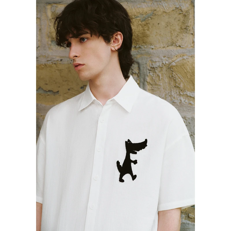 UR夏季新款男装时髦休闲趣味图案短袖开襟衬衫UML240045