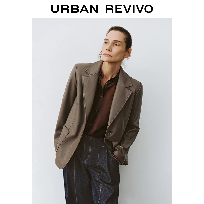 UR女装时尚气质显瘦雅丹风平驳西装领外套UWH140048