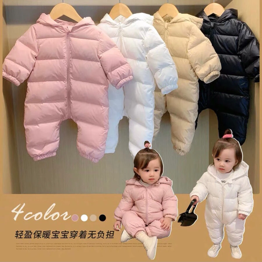 婴儿连体棉衣秋冬加厚保暖宝宝棉服外出爬行服新生儿男童女童爬服