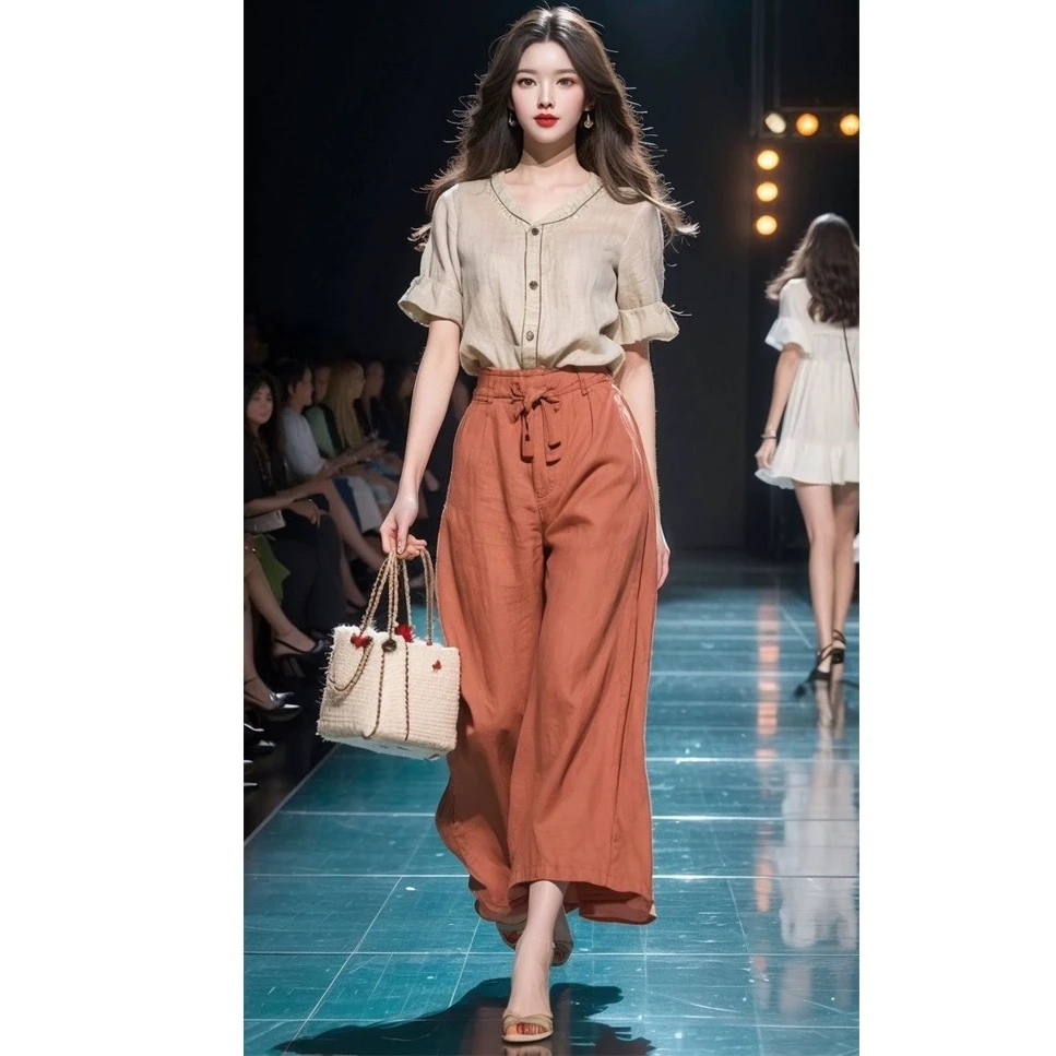 今年流行漂亮套装裤2025新款女装夏季复古港风高级感衬衫两件套女