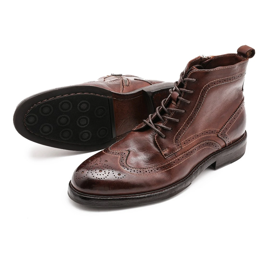 YO-R1118固特异手工英伦低帮布洛克马丁靴男真皮复古时尚百搭男靴