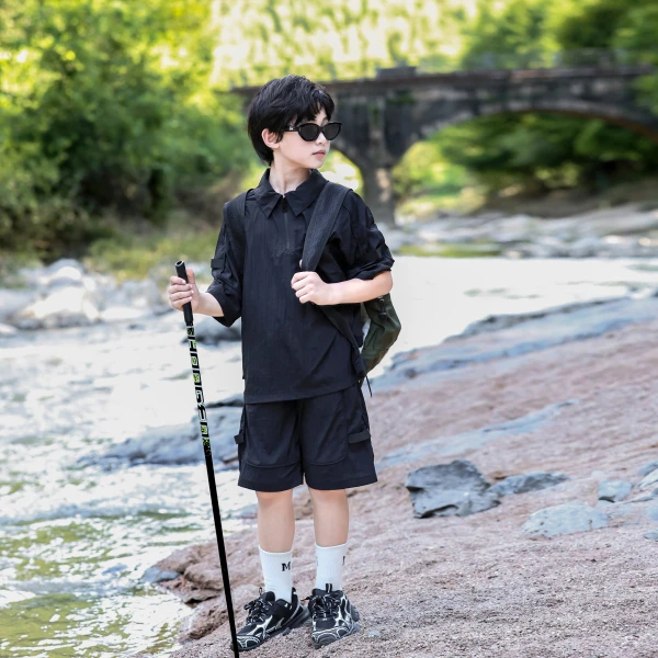 滴滴巴巴潮款童装男童时尚宽松运动中大童套装CE5136