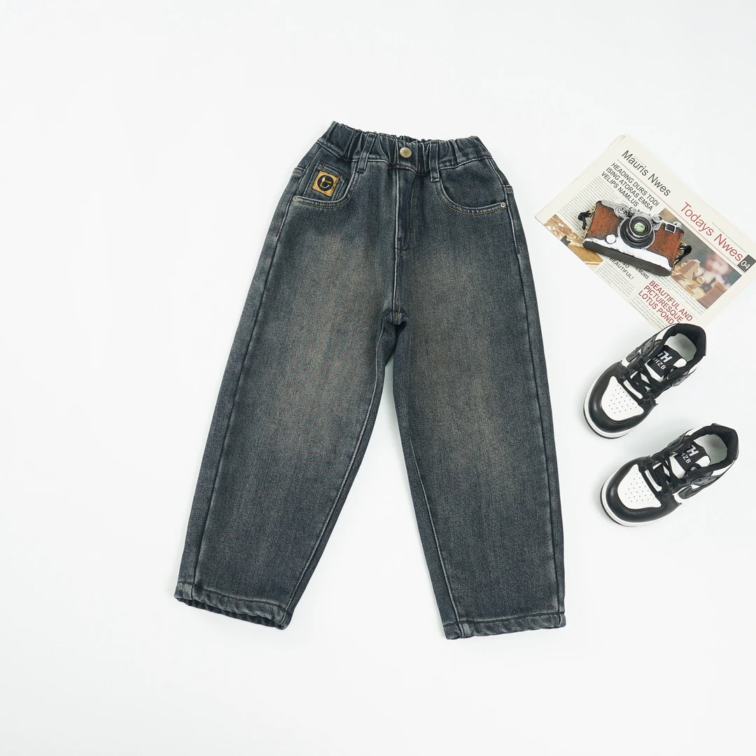 儿童童装早春深秋款加绒弹力牛仔裤韩版休闲裤【末】DBZ33268