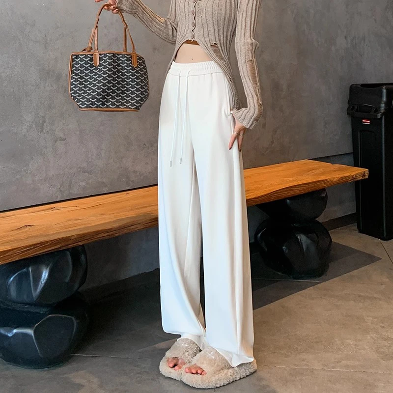 瘦版阔腿香蕉裤女春秋季2024新款高腰宽松显瘦直筒卫裤美式运动裤