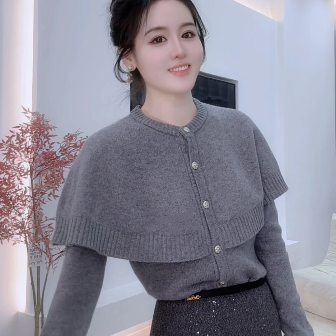 E'VAN【小斗篷】全羊毛高级斗篷披肩式针织上衣-不能机洗