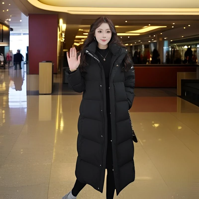 雪中羽皇【钻石3.0】极寒加厚连帽时尚情侣通勤风黑长羽绒服长款
