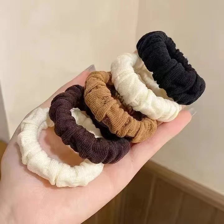 高弹力加粗高马尾丸子头毛巾发圈简约皮筋扎头绳耐用不伤发头绳