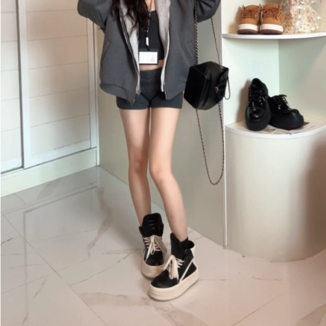 【美式高帮】Yue~休闲板鞋潮小众高街风运动冬季松糕厚底炸街女鞋