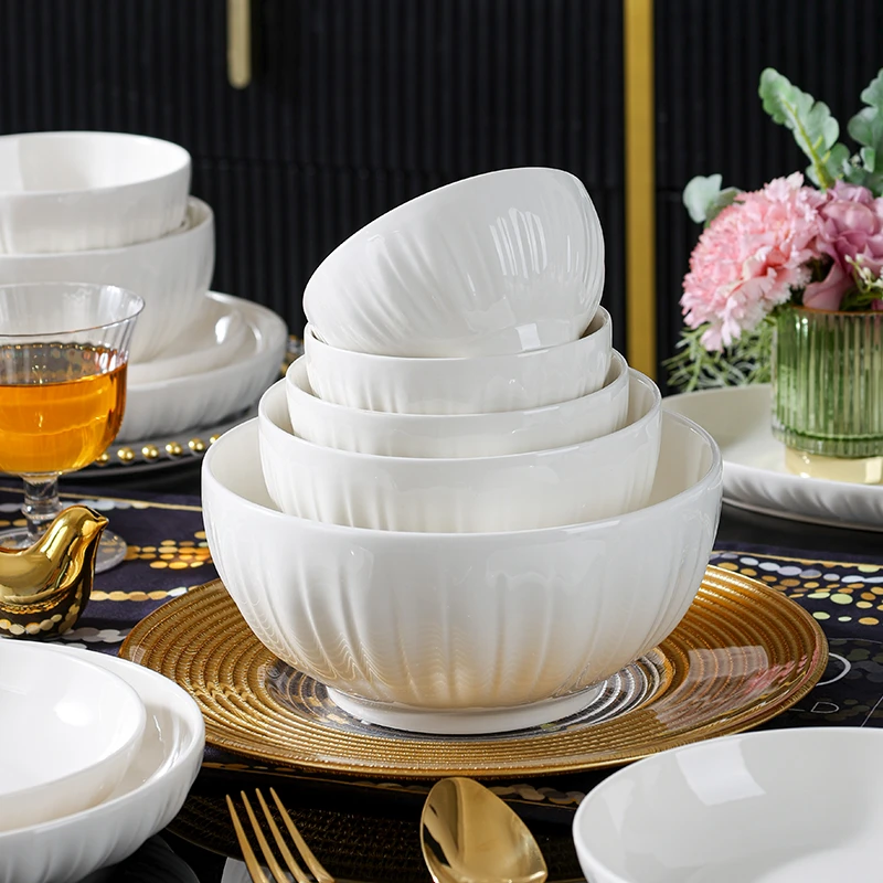 句途白色金瓜4个6英寸大面碗家用吃面碗