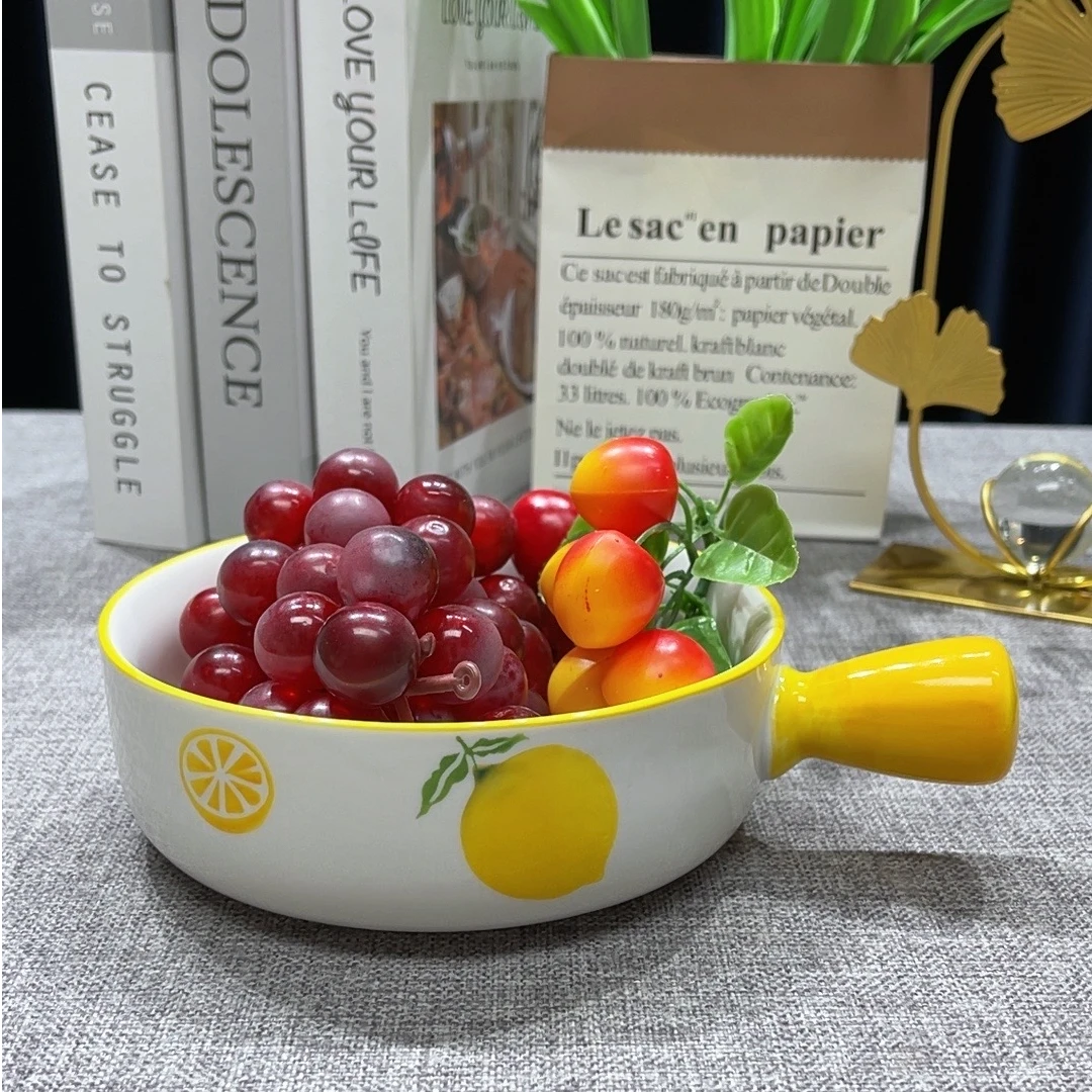 句途1个装香橙8英寸手柄碗家用釉下彩餐具