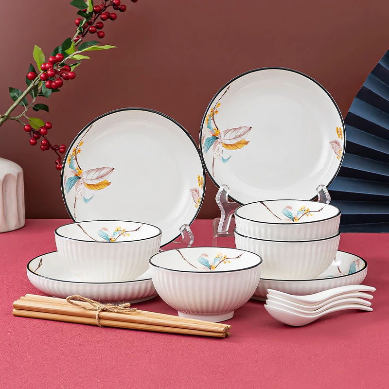 句途喜上枝头16件陶瓷餐具套装