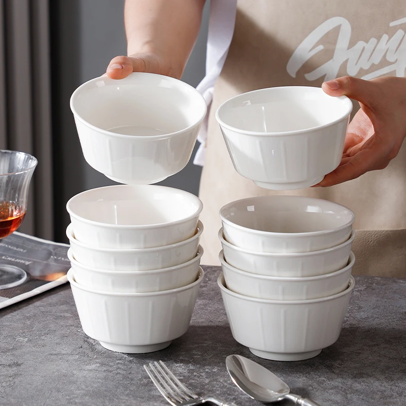 句途10个4.5英寸白色釉下彩典雅米饭碗