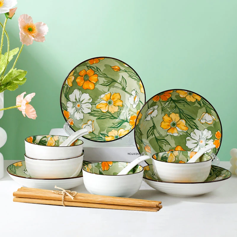 句途16件雪香兰家用陶瓷餐具套装