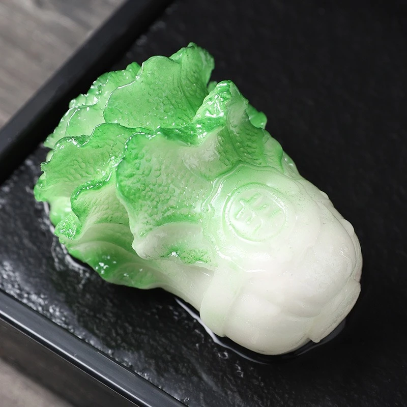 变色白菜茶宠菠菜摆件浇水变色茶宠摆件精品可养柚子茶宠150