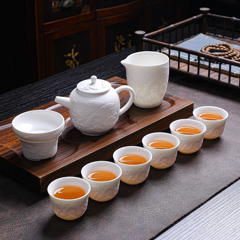 龙纹素烧（不带礼盒）壶款功夫茶具茶壶盖碗茶杯茶具自用