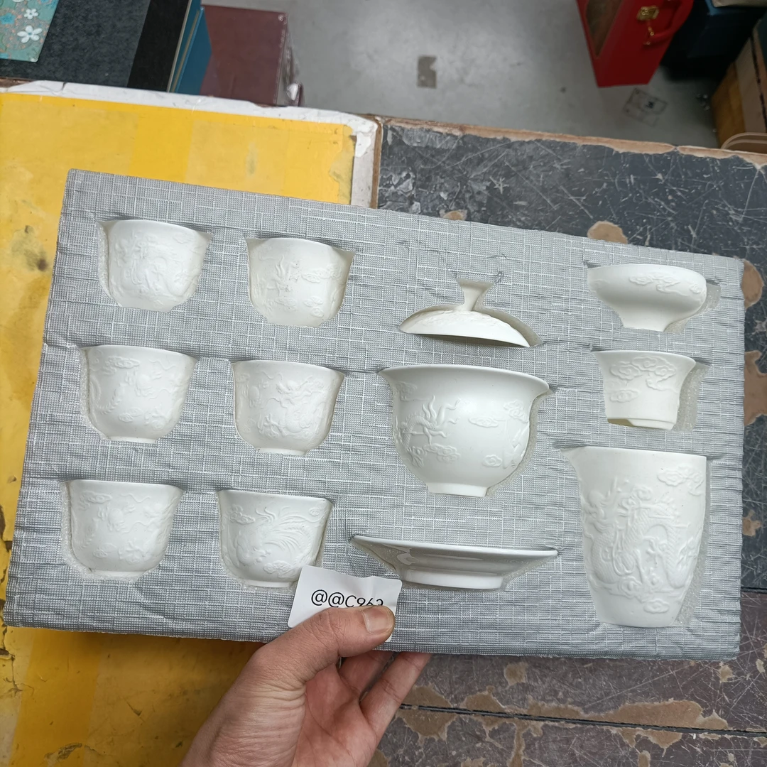 龙纹素烧（不带礼盒不带盘自用款）浮雕茶具茶杯陶瓷家用三才盖碗