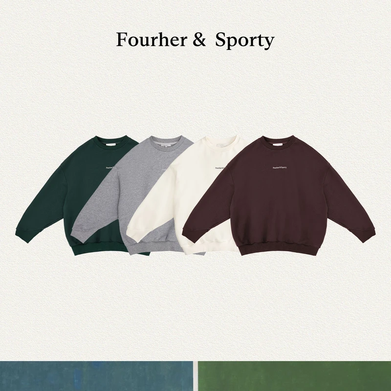 FOURHER 逃班计划 Sporty 运动复古 字母落肩袖宽松卫衣