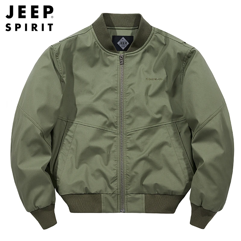 JEEP SPIRIT吉普飞行夹克男款棒球服中年工装复古春秋季防风外套