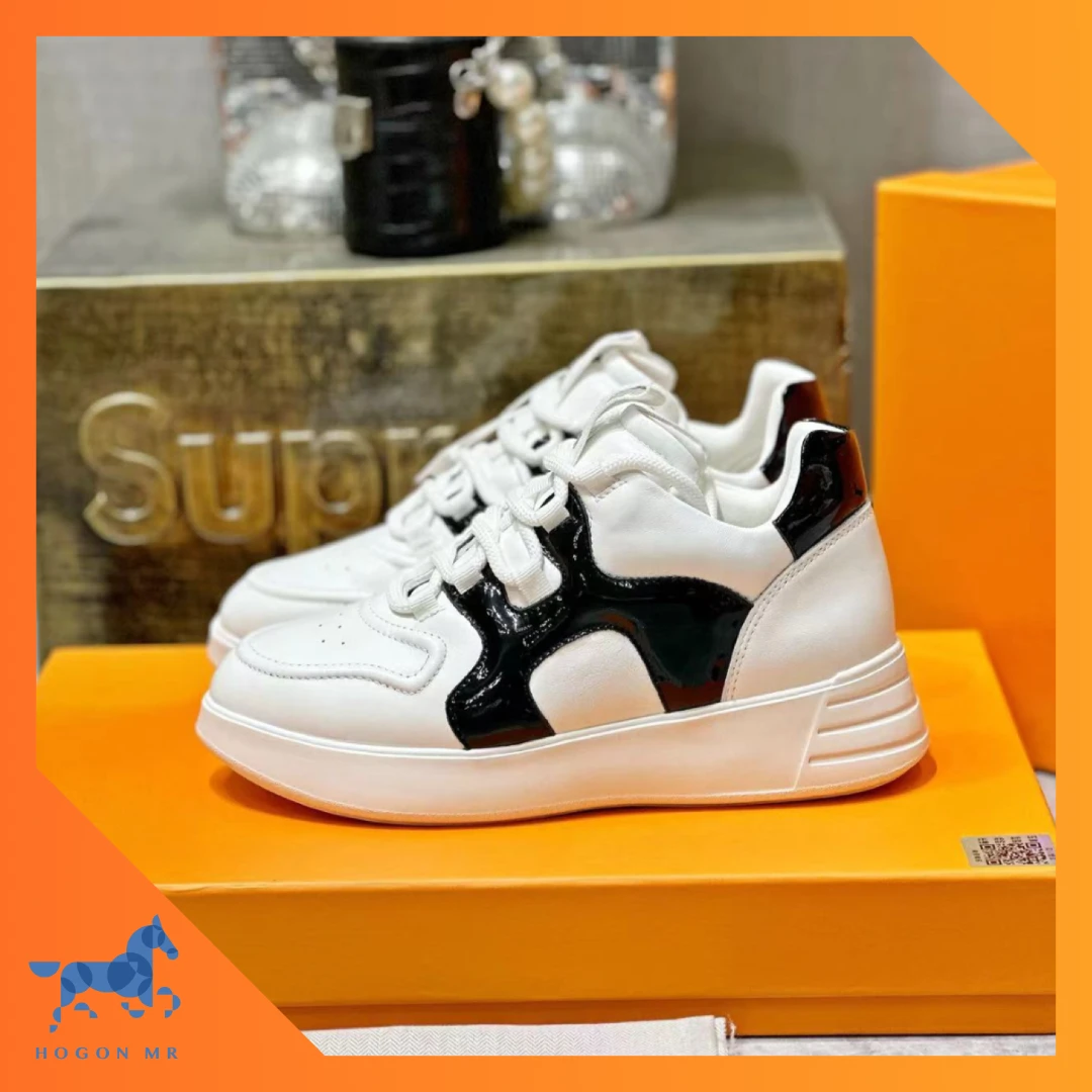 HOGON MR｜【新款】春夏正品增高情侣休闲纯色小白鞋圆头真皮女鞋