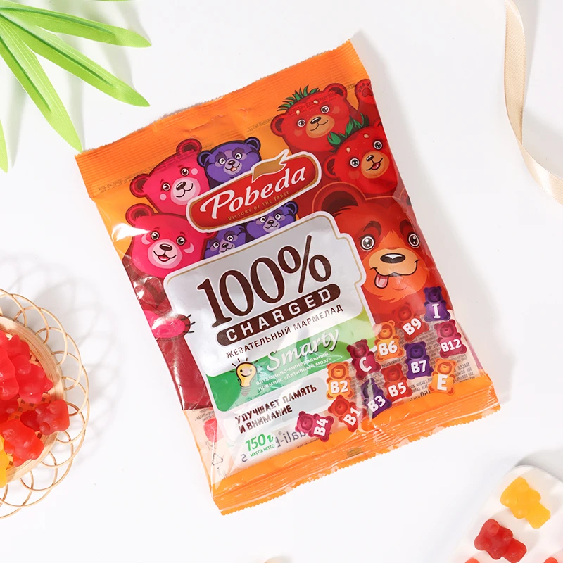 （6袋包邮）俄罗斯原装进口胜利牌查理系列水果味夹心软糖150g/袋