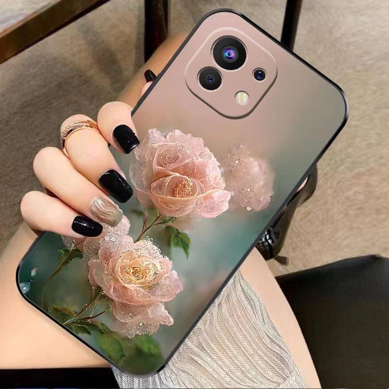 适用小米11手机壳XIAOMI11硅胶幽暗冥花新女款时尚花类图案软壳保