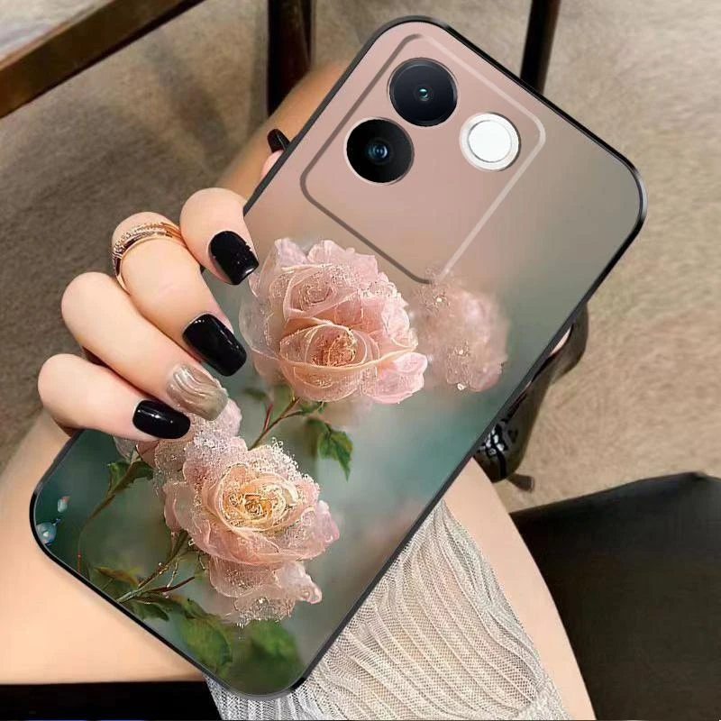 适用vivos17e 手机壳VIVOS17E硅胶幽暗冥花新女款时尚花类图案软