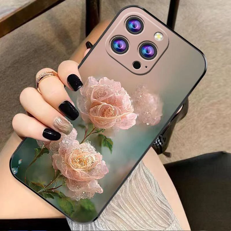 适用苹果11promax手机壳iphone11PROMAX硅胶幽暗冥花新女款时尚花