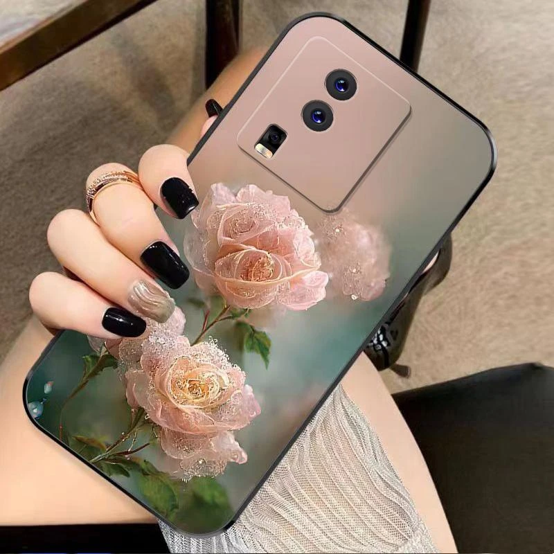 适用iQOOneo7手机壳NEO7硅胶幽暗冥花新女款时尚花类图案软壳保护