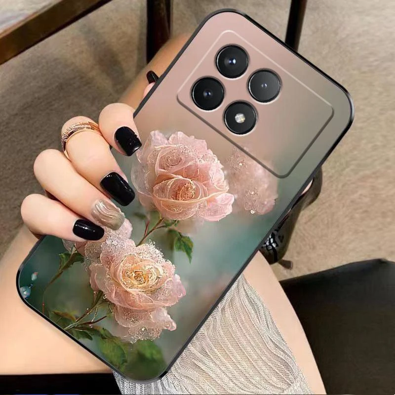 适用红米k70PRO手机壳redmik70pro硅胶幽暗冥花新女款时尚花类图
