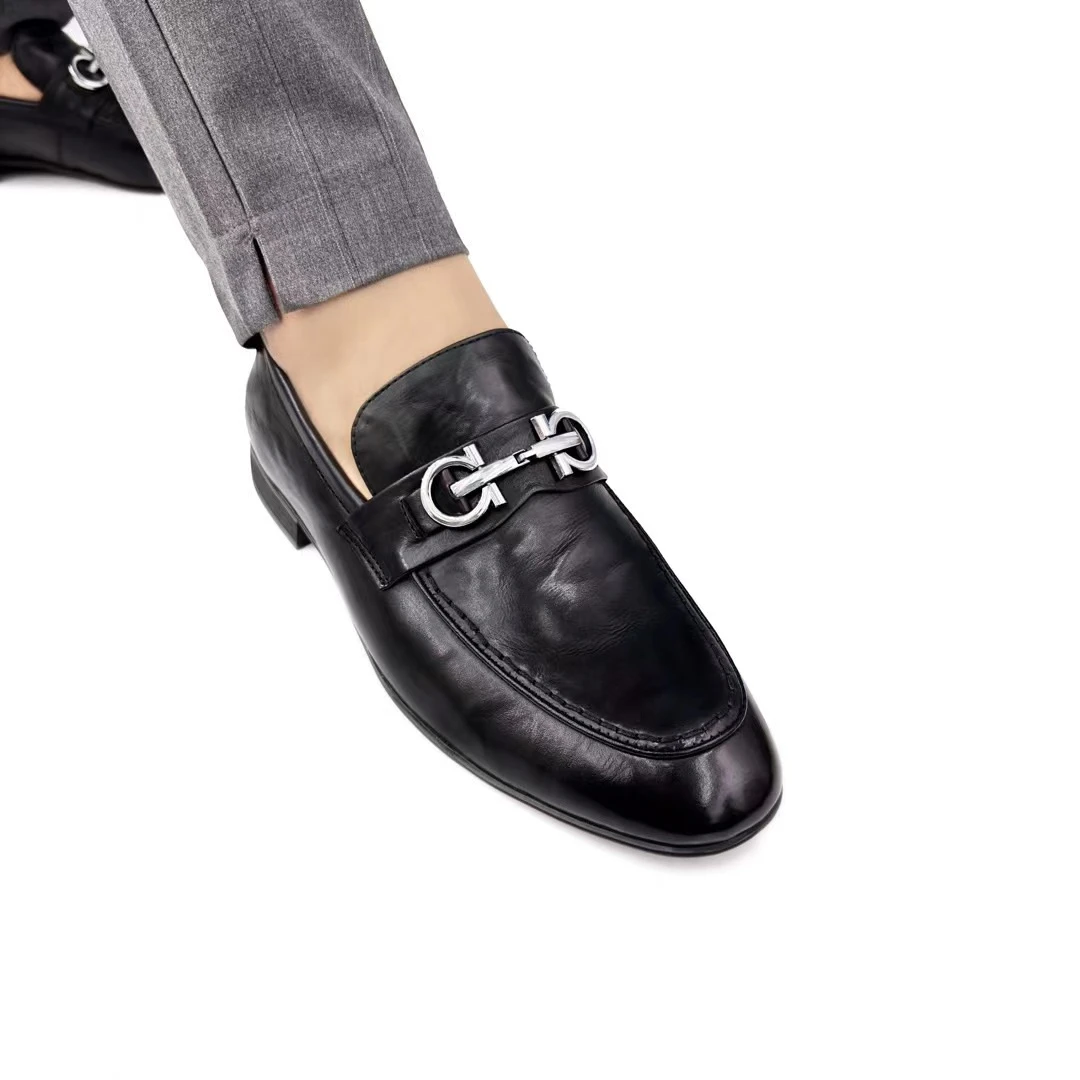 2024春季新款男士休闲皮鞋男鞋软底软面百搭潮鞋商务一脚蹬乐福鞋