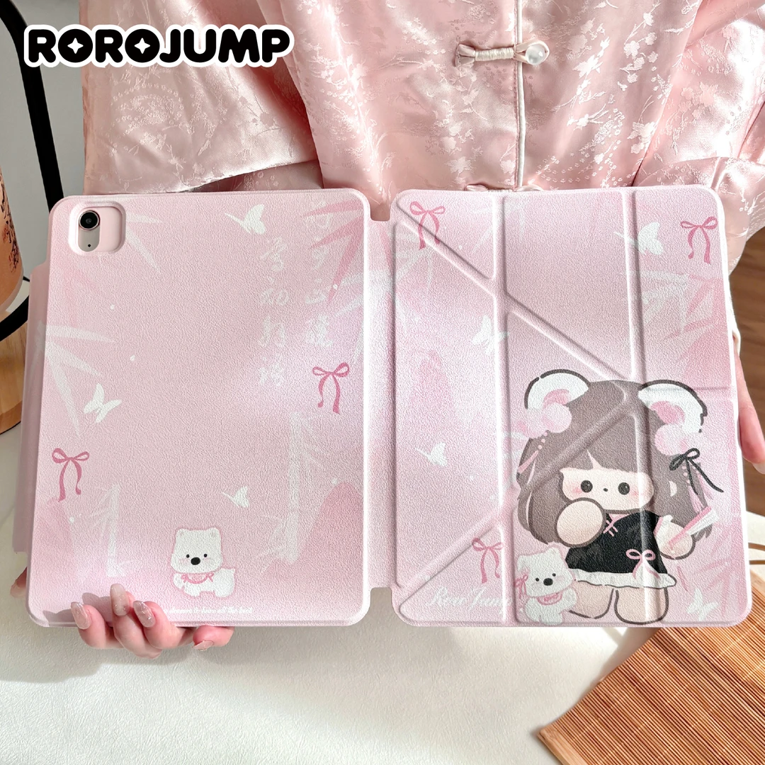 肉肉酱粉黛奶芙原创Y型折叠磁吸可拆卸适用ipad保护壳磁吸平板