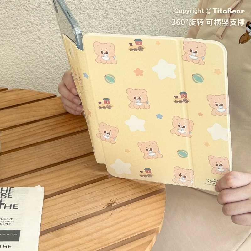 TitaBear原创小熊baby360度旋转适用iPad保护套Pro苹果11英寸Air