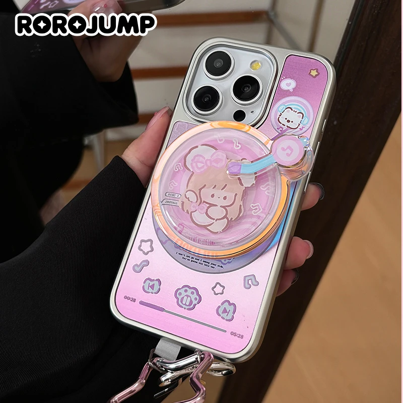 肉肉酱天使兔兔专辑原创适用苹果16promax手机壳15镜面磁吸壳防摔