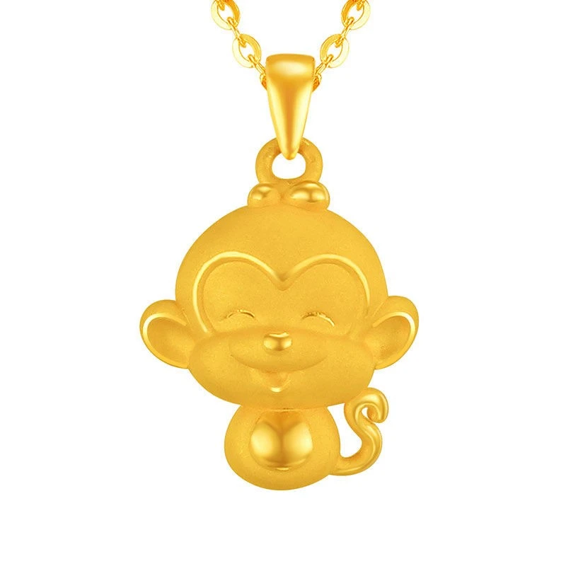 铜合金项链 金色小猴吊坠本命年十二生肖猴悟空纯色项链奢侈挂坠