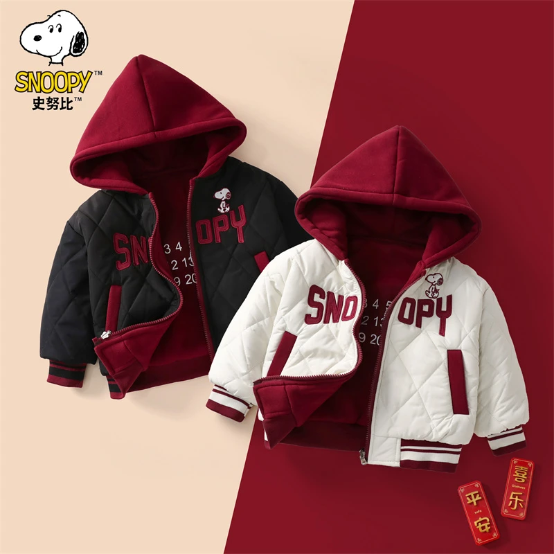 史努比SXM991连帽绗棉棒球服两面穿棉服外套【FX】