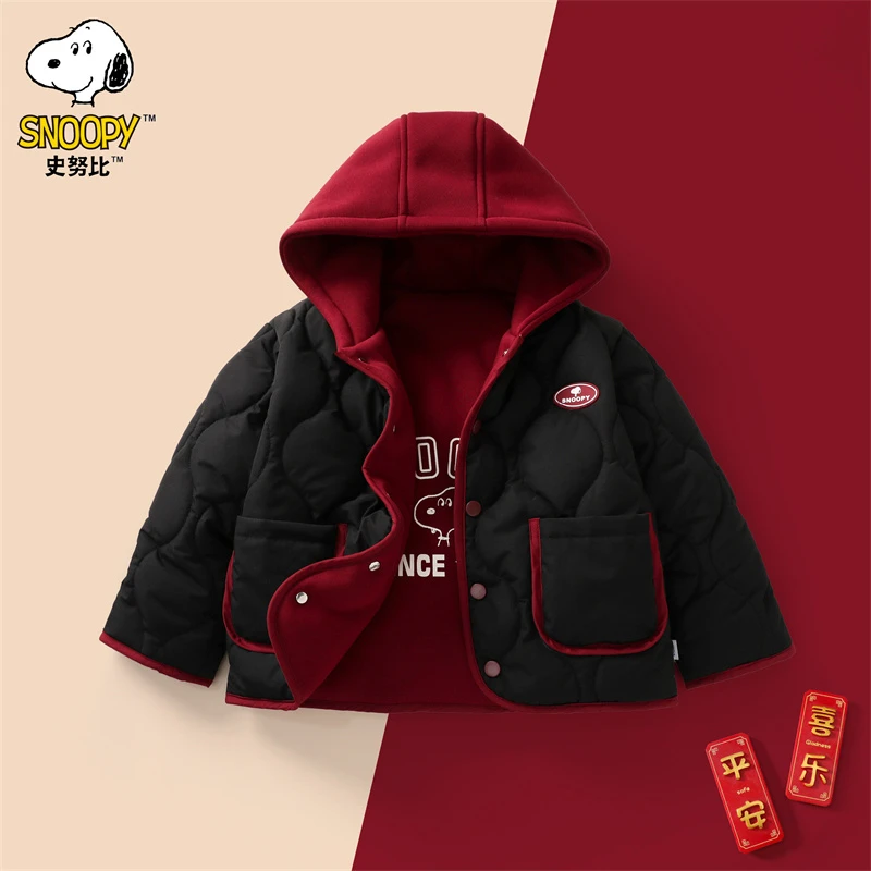 Snoopy/史努比绗棉针织两面穿连帽加加厚棉服KRS262