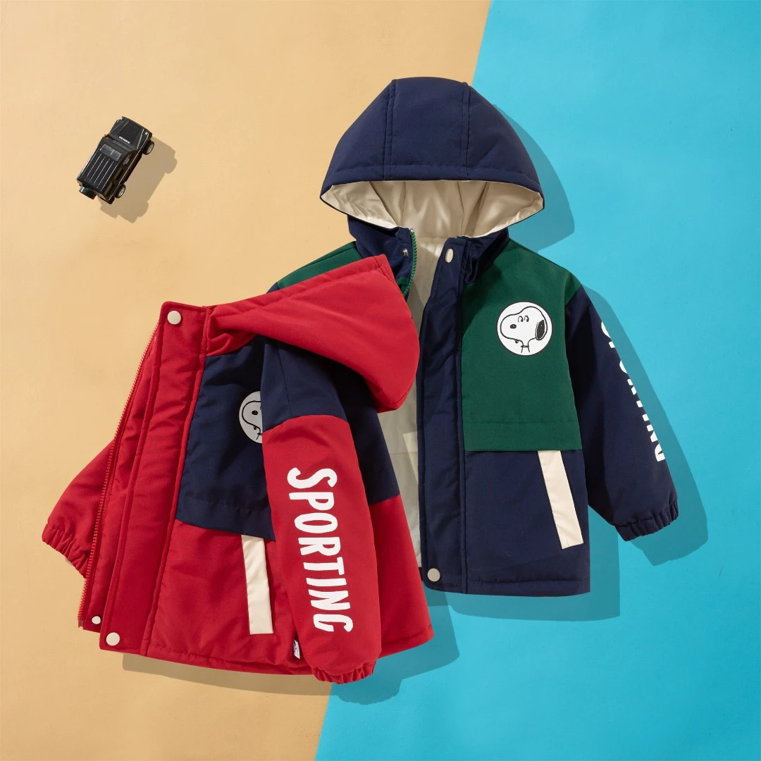 【LC】Snoopy/史努比儿童秋冬夹棉风衣外套内里baby绒加绒KRS090