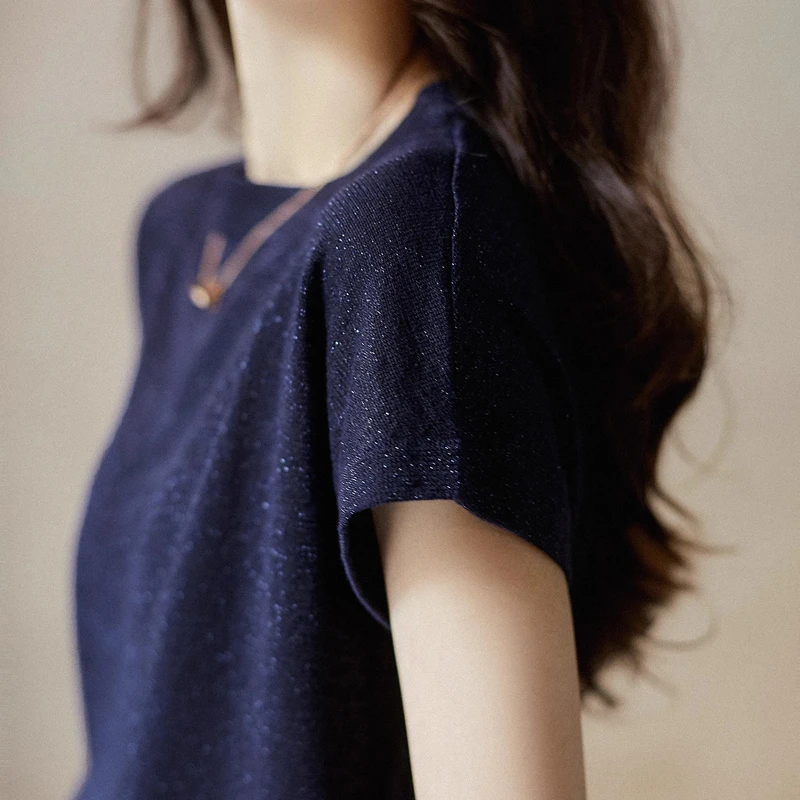 【闪闪好气质】轻奢软实力/空气感/轻薄透气针织T上衣短袖女