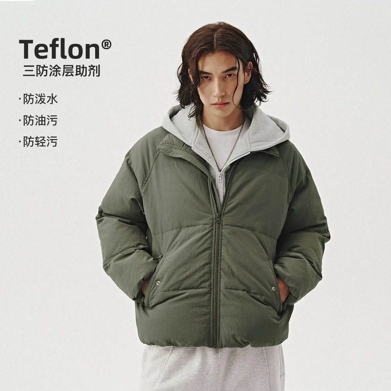 714street冬季新款宽松防风棉服假两件连帽防水棉衣外套421628