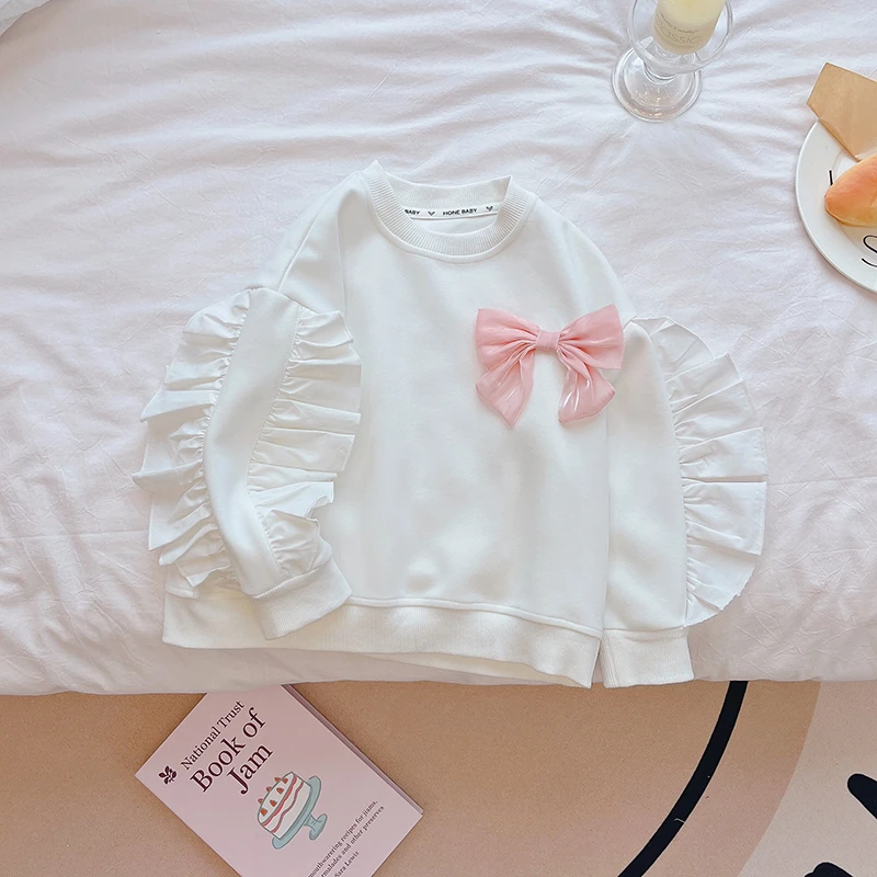 女童春秋季新款中小童卫衣时尚打底外穿百搭女宝甜美欧若风童装