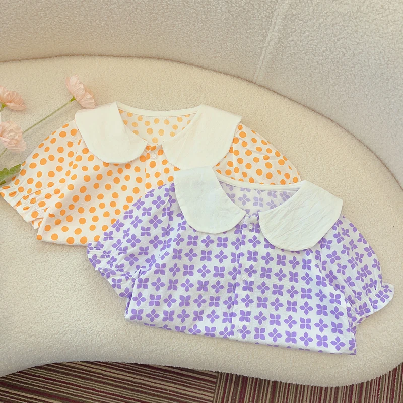 女童纯棉娃娃领短袖儿童夏季新品娃娃衫宝宝新品欧若风童装