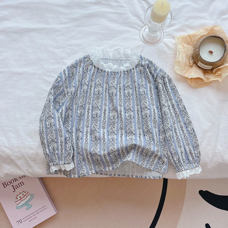 女童小清新碎花衬衫时尚春装儿童衬衣洋气花边领田园风欧若风童装