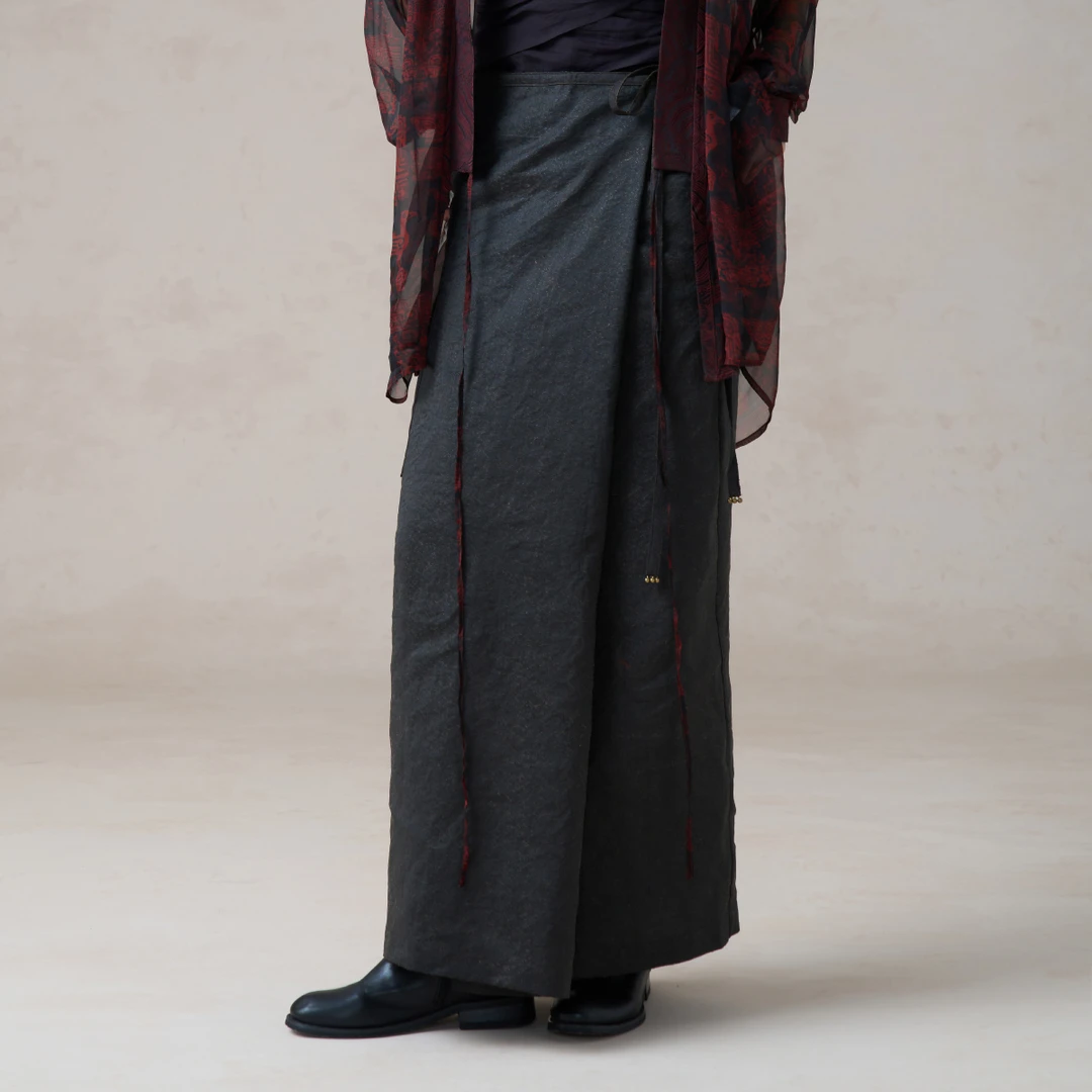 【走心非遗】香云纱裤子23ZJ846休闲百搭柞蚕丝原创高端时尚阔腿