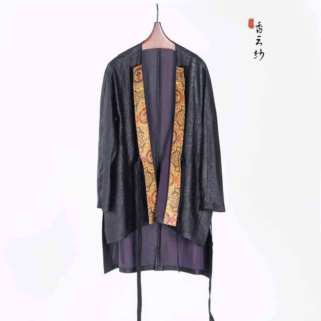 【走心非遗】香云纱外披22ZY110097国风中式提花斜襟桑蚕丝通勤复古