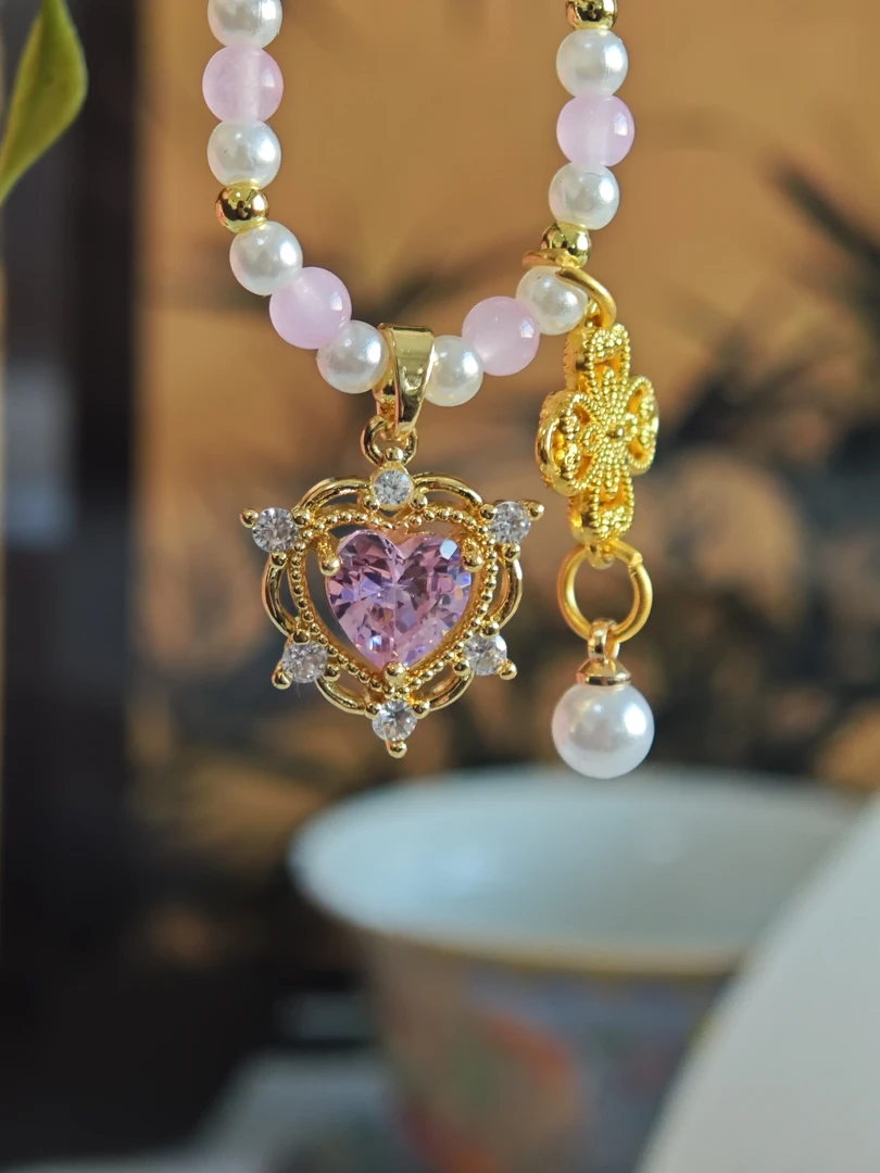 精致茶周边盖碗装饰  桃心如意盖碗链 DL-009